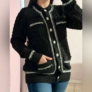 Karl Lagerfeld Black Knit Cardigan with Lurex NWT